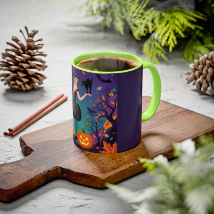 🐈‍⬛🎃 The Midnight Black Cat Masquerade Colorful Mug – Whimsical Halloween Elegance