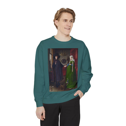 Arnolfini Portrait by Jan Van Eyck Unisex Garment-Dyed Sweatshirt