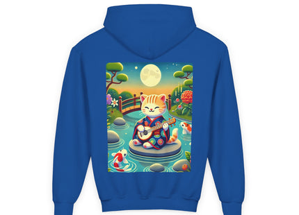 Melodic Kitten by the Koi Pond Youth Heavy Blend Hooded Sweatshirt