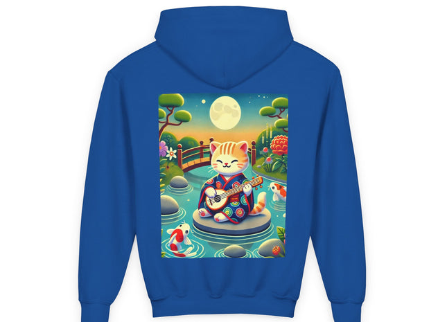 Melodic Kitten by the Koi Pond Youth Heavy Blend Hooded Sweatshirt