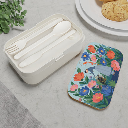 🦜🌺 The Lady Of The Garden Aviary Bento Lunch Box – Art Deco Floral Whimsy
