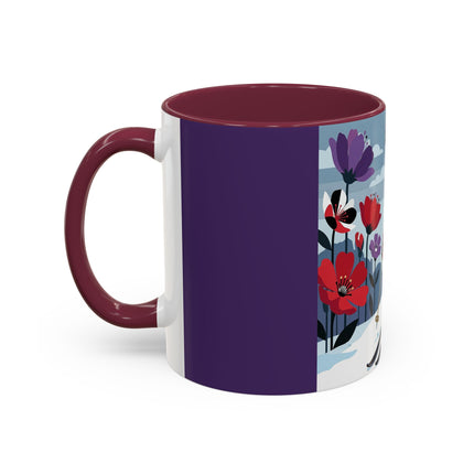 🎿❄️ The Winter Flower Skier Colorful Mug – Art Deco Alpine Fantasy