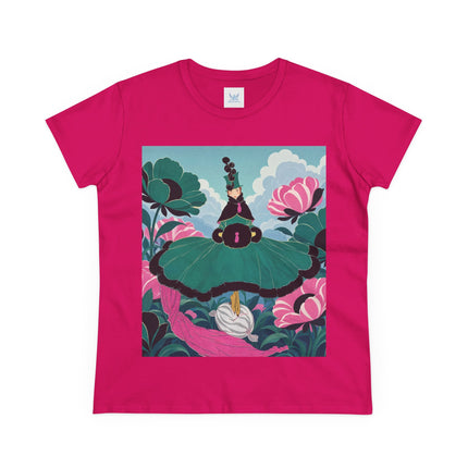 💚🌸 The Emerald Blossom Enchantress Cotton Tee – Art Deco Floral Fantasy