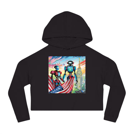 High Fashion Cyberpunk CIA Robots Cropped Hooded Sweatshirt