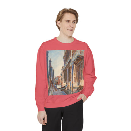Gondola Moorings on the Grand Canal by John Singer Sargent Unisex Garment-Dyed Sweatshirt