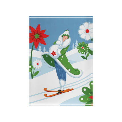 🎿❄️ The Winter Garden Skier Acrylic Art Block – Whimsical Holiday Fantasy