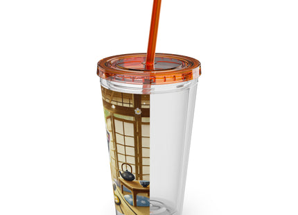 Playful Kitten in the Tea Room Sunsplash Tumbler with Straw, 16oz