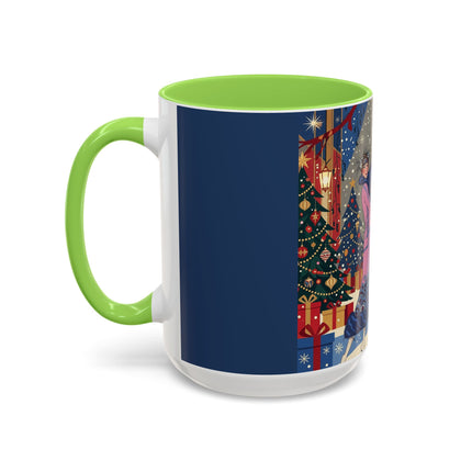 🎩🎄 Christmas Eve Promenade Colorful Mug – Art Deco Holiday Elegance