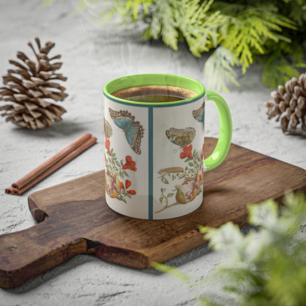 Blue Butterflies and Pomegranate by Maria Sibylla Merian Colorful Mugs, 11oz