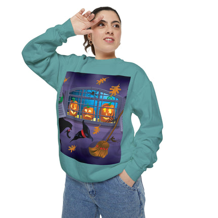 Whimsical Halloween Mischief Unisex Garment-Dyed Sweatshirt