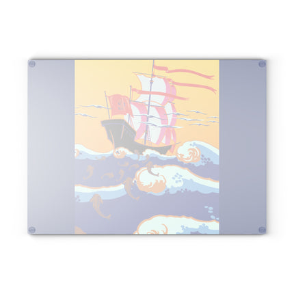 Golden Seas and Whimsical Dreams Glass Cutting Board