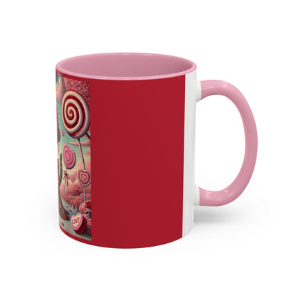 Whimsical Geisha Kitten in a Valentine Garden Colorful Mugs (11oz, 15oz)