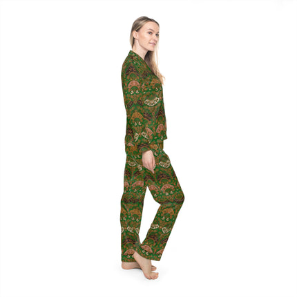 Japanese Fan Pattern by G.A. Audsley Women's Satin Pajamas (AOP)