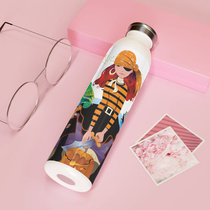 Moonlit Pirate Halloween Slim Water Bottle