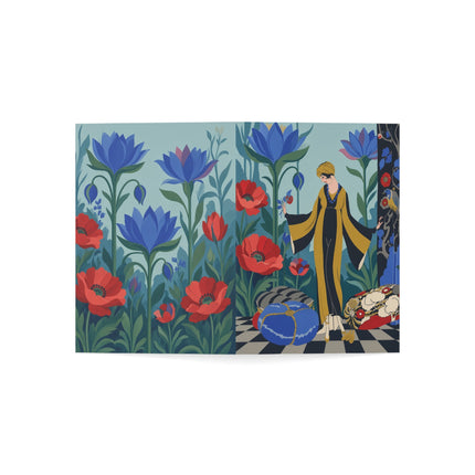 🌺✨ The Lady Of The Midnight Poppies Greeting Card – Art Deco Floral Elegance