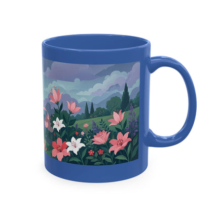 🌹💌 The Lady Blowing Kisses In The Rose Garden Ceramic Mug – Art Deco Floral Romance