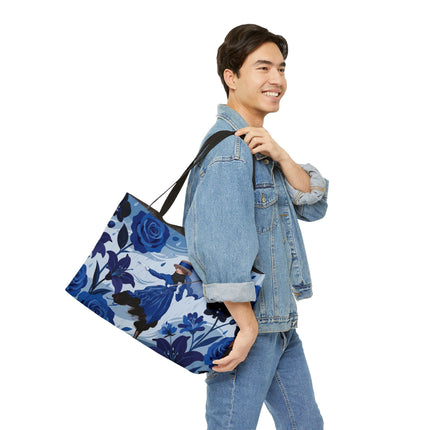 ☔💙 The Blue Rain Promenade Weekender Tote Bag – Art Deco Floral Fashion