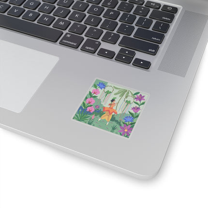 🦜🌺 The Parrot Dancer Kiss-Cut Stickers – Art Deco Tropical Whimsy