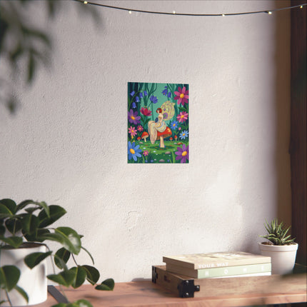 🧚🍄 The Lady Of The Mushroom Forest Matte Vertical Poster – Art Deco Fairy Whimsy