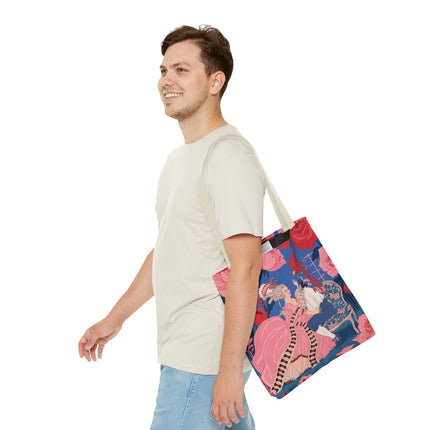 🌹🦜 The Lady Of The Scarlet Parrot Tote Bag – Art Deco Floral Elegance