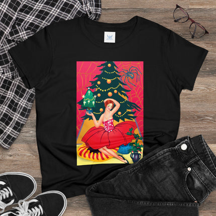 Art Deco Christmas Enchantment Women's Midweight Cotton Tee