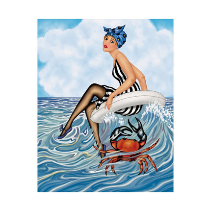 🌊🎀 The Lady Of The Seaside Adventure Matte Vertical Poster – Art Deco Coastal Whimsy