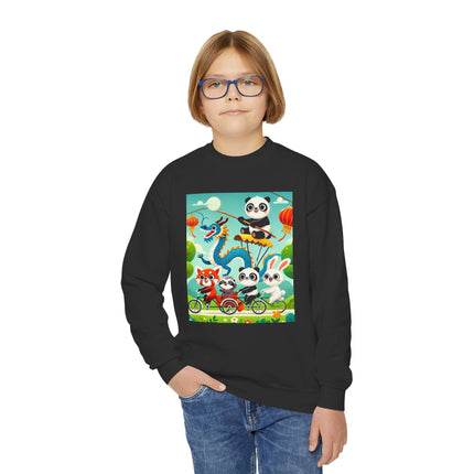 Rolling Along Together Youth Crewneck Sweatshirt – Friendship, Motion & Joyful Adventure