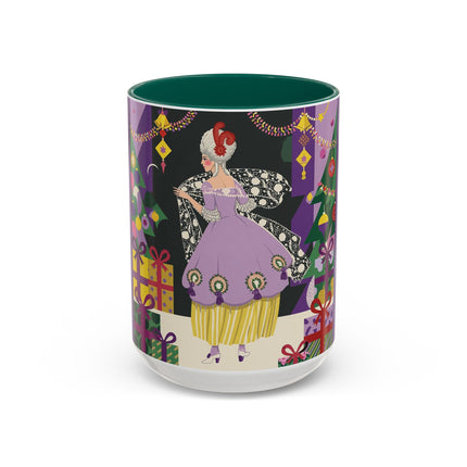🎁✨ The Lavender Christmas Masquerade Colorful Mug – Art Deco Holiday Fantasy