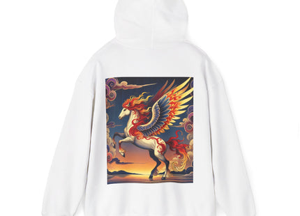 Flame-Winged Horse at Sunset – Heavy Blend™ Hooded Sweatshirt