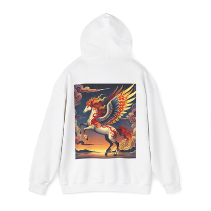 Flame-Winged Horse at Sunset – Heavy Blend™ Hooded Sweatshirt