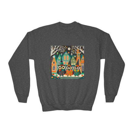 Night of the Trick-or-Treating Owlets Youth Crewneck Sweatshirt