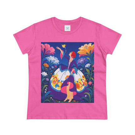 🐦🌸 The Enchanted Birdsong Cotton Tee – Art Deco Garden Whimsy