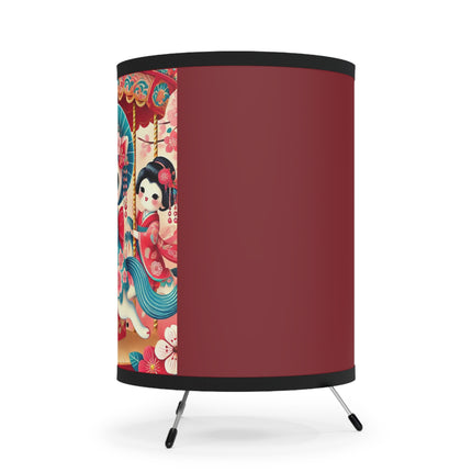 Geisha Kitten's Enchanted Carousel Ride Tripod Lamp