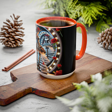 Halloween Witch Through the Mirror Colorful Mugs (11oz, 15oz)