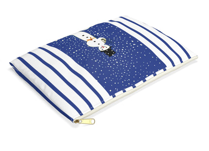 Snowman in Falling Snow Accessory Pouch