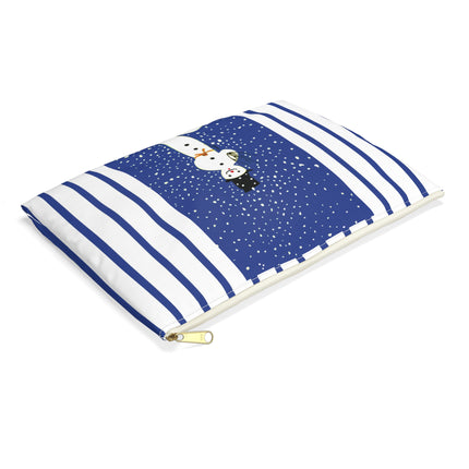 Snowman in Falling Snow Accessory Pouch