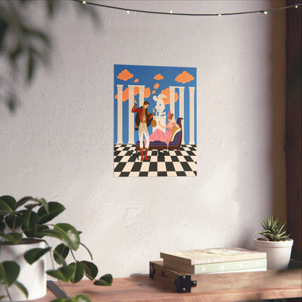 🎭🐈 The Masquerade Of The Black Cats Matte Vertical Poster – Art Deco Neoclassical Whimsy