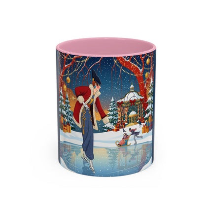 ⛸️🎄 The Christmas Skating Pavilion Colorful Mug – Art Deco Holiday Fantasy