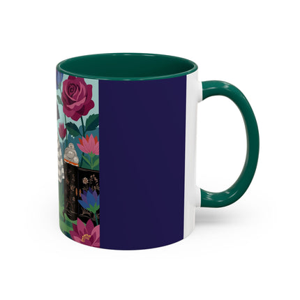 The Lady Of The Lotus Garden Colorful Mugs – Art Deco Botanical Elegance