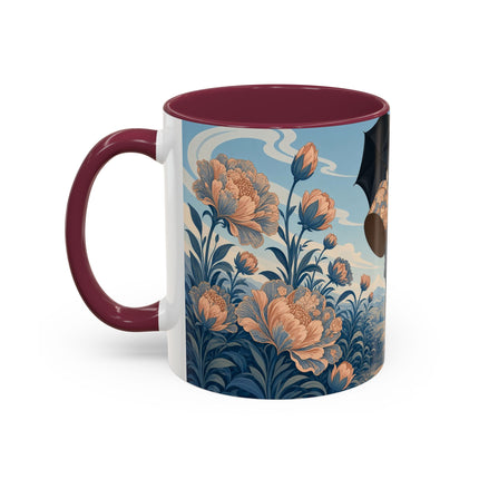 ☔🌸 The Grand Floral Journey Colorful Mug – Art Deco Travel Elegance