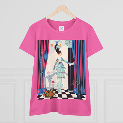 🌸🎭 The Lady Of The Garden Salon Cotton Tee – Art Deco Floral Elegance
