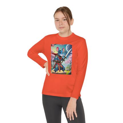 Cyber Samurai Rat Youth Long Sleeve Competitor Tee – Neon Warriors & Futuristic Adventure