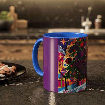 🎄✨ Christmas Among The Twinkling Trees Colorful Mug – Art Deco Holiday Fantasy