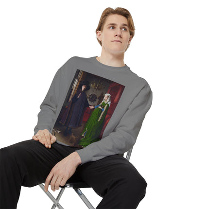 Arnolfini Portrait by Jan Van Eyck Unisex Garment-Dyed Sweatshirt