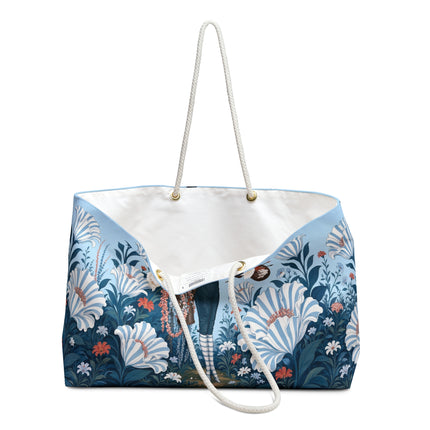 🎨💙 The Enchanted Garden Artist Weekender Bag – Art Deco Floral Whimsy