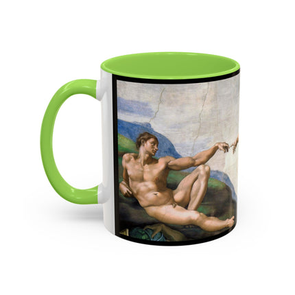 The Creation of Adam by Michelangelo Buonarroti Colorful Mugs (11oz, 15oz)