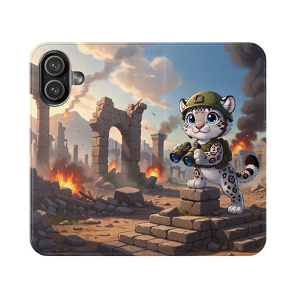 🐆🔭 The Snow Leopard Lookout Flip Case – Adventure, Curiosity & Fearless Style