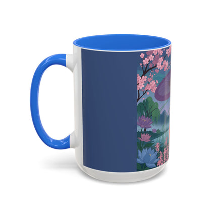 The Lady Of The Cherry Blossoms Colorful Mugs – Art Deco Spring Elegance