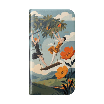 🌳🌺 The Ladies Of The Garden Swing Flip Case – Art Deco Floral Adventure