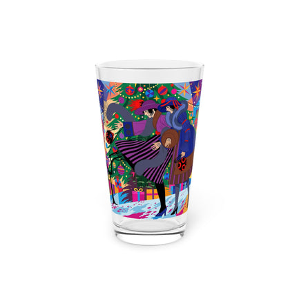 🎄✨ Christmas Among The Twinkling Trees Pint Glass – Art Deco Holiday Fantasy